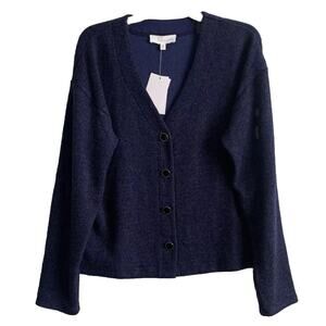 Brea Canyon Women’s Navy Blue Button Cardigan Sweater Soft Cropped Large NWT